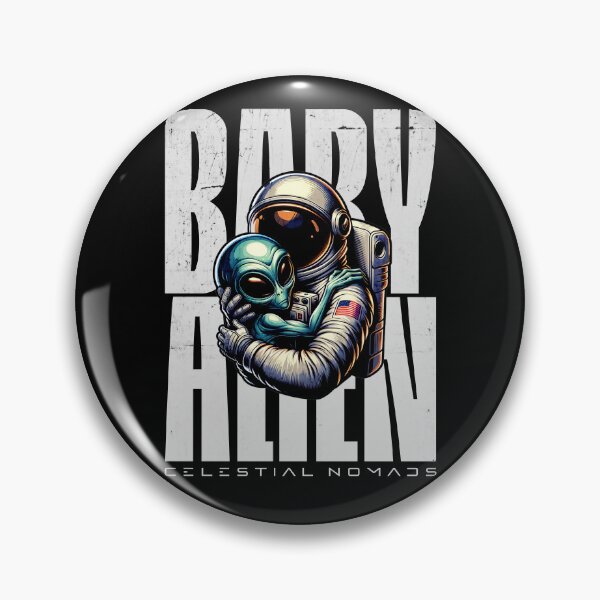 Item preview, Astronaut with Baby Alien, Celestial Nomads, Astronaut Holding Lost Baby Alien designed and sold by DAMOTAmagazine.