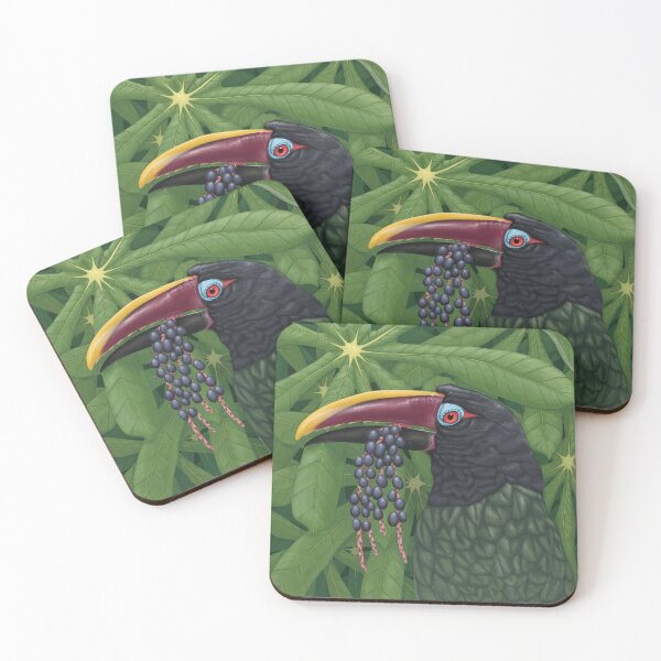 Item preview, Green Aracari with Cecropia Leaves and Oenocarpus palm fruit designed and sold by sdawsonart.