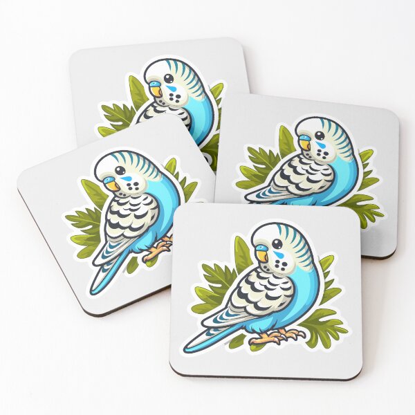 Artikelvorschau, Wellensittich-niedlicher Kawaii-Vogel-blauer Wellensittich-Cartoon-Vogel-Kindergeschenk entworfen und verkauft von Elarex.