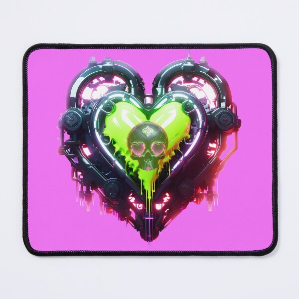 Item preview, Pink Glow Bionic Heart Green Drip & Black Skull designed and sold by Rogue Wizard.