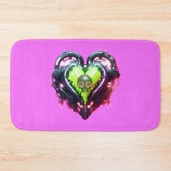 Item preview, Pink Glow Bionic Heart Green Drip & Black Skull designed and sold by Rogue Wizard.