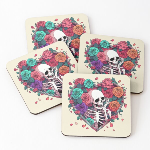 Item preview,  Sassy Skeleton Roses Flowers Drawing Illustration designed and sold by CoffeeIsATrip.