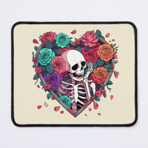 Item preview, Sassy Skeleton Roses Flowers Drawing Illustration designed and sold by CoffeeIsATrip.