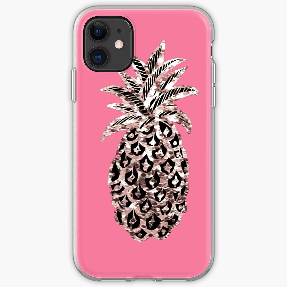 Pink pineapple Metallic iPhone Case & Cover