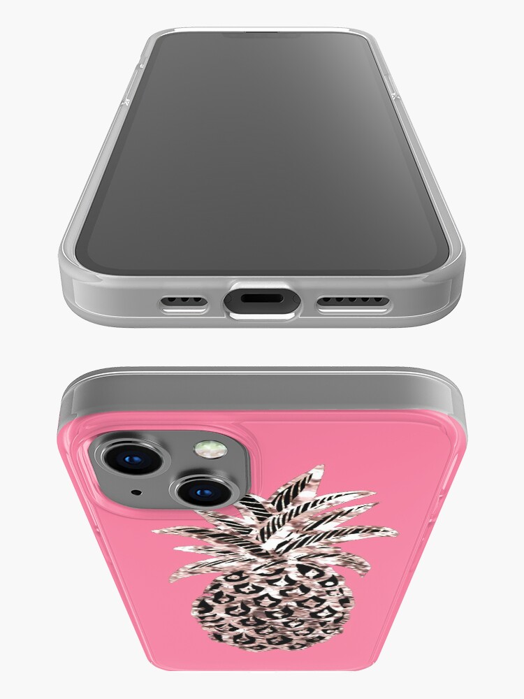 Alternate view of Pink pineapple Metallic iPhone Case