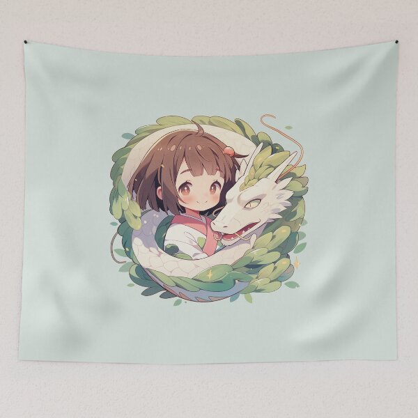 Artikelvorschau, Chibi japanisches Animationsmädchen mit Flussgott-Drachen entworfen und verkauft von letsvg.