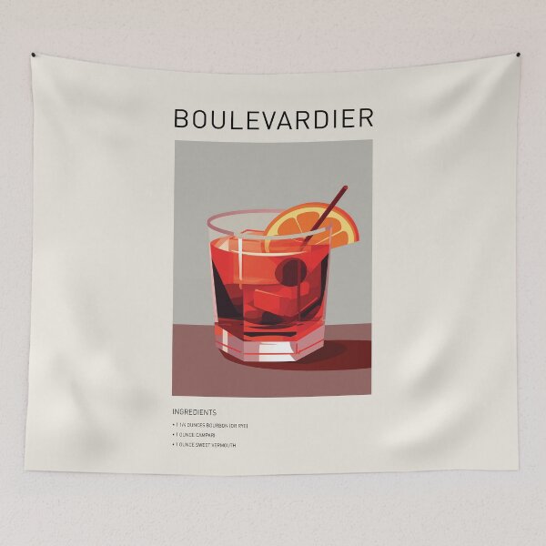 Aperçu de l'œuvre Art mural cocktail Boulevardier créée et vendue par SurfolioPrints.
