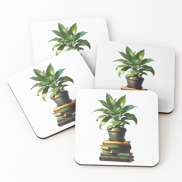 Item preview, Potted Plant and Gilded Books designed and sold by BovineDesignsCA.