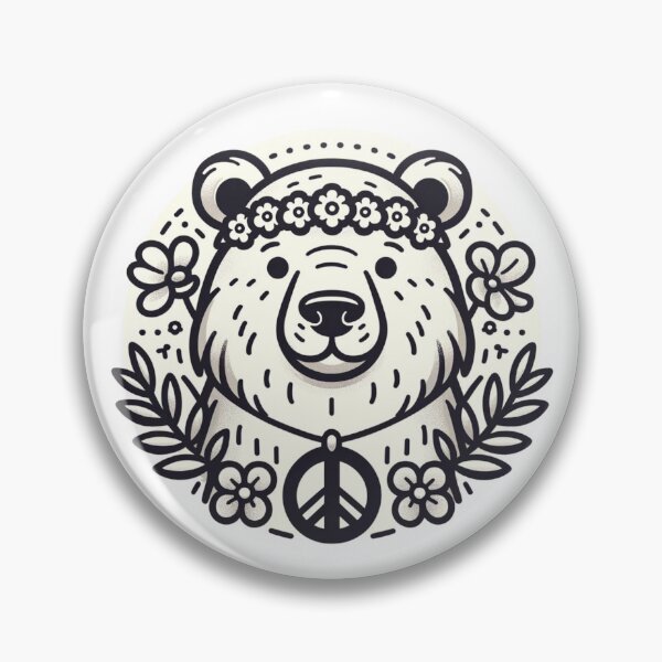 Item preview, Cute Hippie Bear with a Peace Sign designed and sold by YuckUncky.