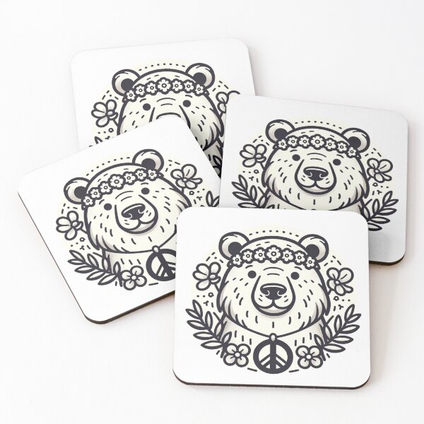 Item preview, Cute Hippie Bear with a Peace Sign designed and sold by YuckUncky.