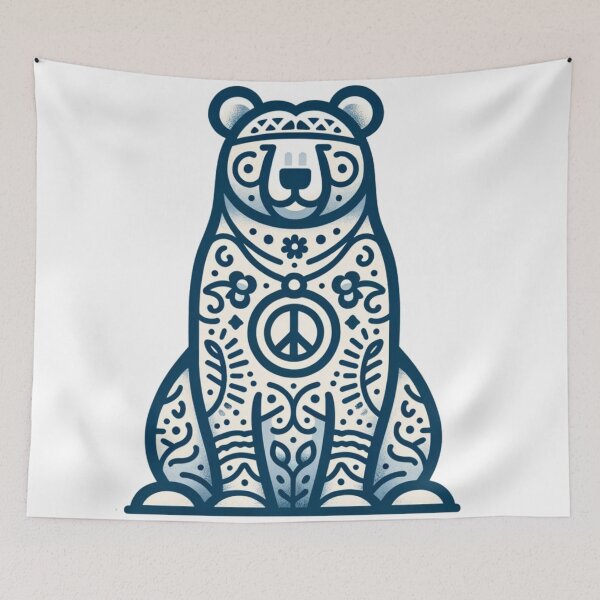 Item preview, Cute Hippie Bear with a Peace Sign designed and sold by YuckUncky.