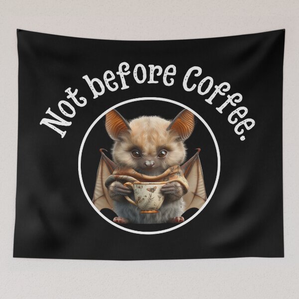 Item preview, Coffee Lover Cute Bat Holding a Coffee Mug designed and sold by HollywoodInked.
