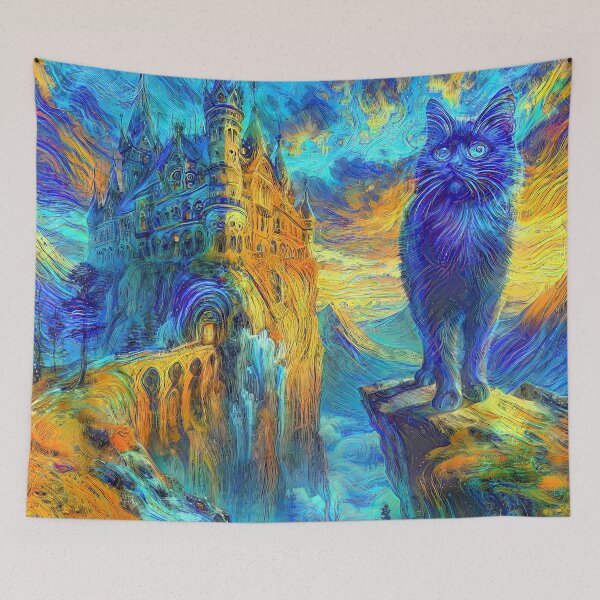 Item preview, Abstract abstraction of castle and cat. DeepDream designed and sold by blackhalt.