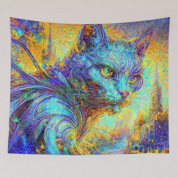 Item preview, Abstract abstraction of castle and cat. DeepDream designed and sold by blackhalt.