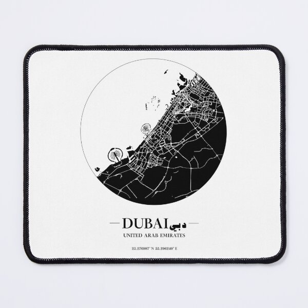Item preview, Minimalist World Cities Map Monochrome - Dubai designed and sold by GregInJapanShop.