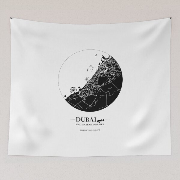 Item preview, Minimalist World Cities Map Monochrome - Dubai designed and sold by GregInJapanShop.