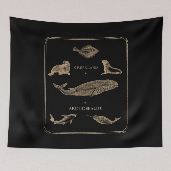 Item preview, Greenland Arctic Sea Life Whale Shark Walrus Seal Halibut Narwhal Vintage  designed and sold by GraTEEtude.