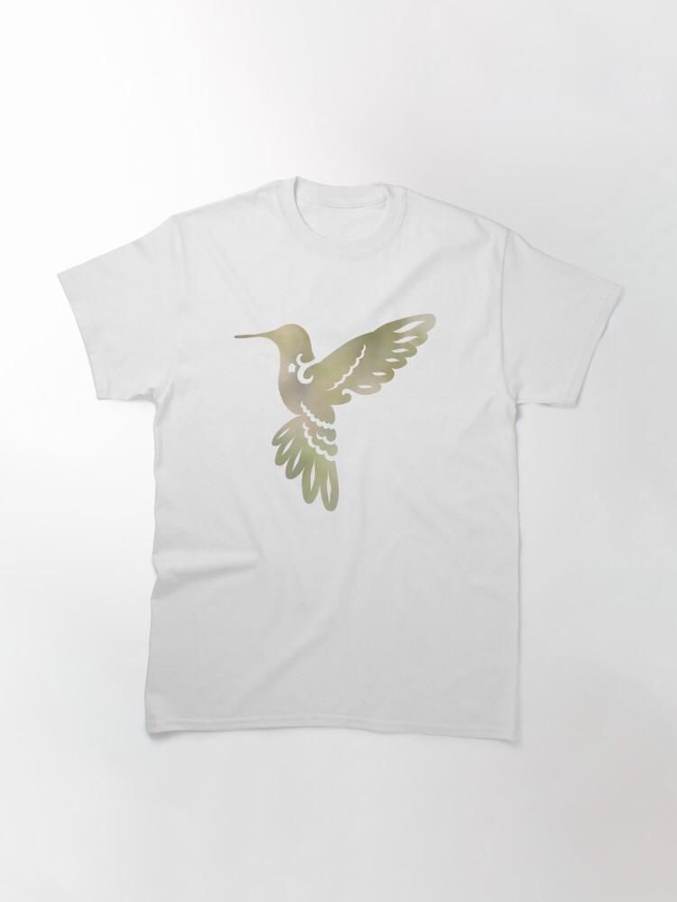 Thumbnail 3 of 7, Classic T-Shirt, Hummingbird Silhouette with Green Blur designed and sold by Bekah-Grace.