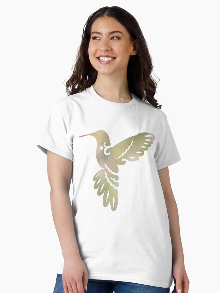 Thumbnail 2 of 7, Classic T-Shirt, Hummingbird Silhouette with Green Blur designed and sold by Bekah-Grace.