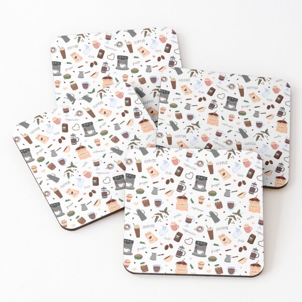 Item preview, Coffee Cooking Pattern. Americano, Frappe, Mocha Coffee Brewing Print designed and sold by AnnaVioletStore.
