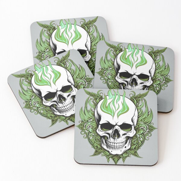Item preview, Green Flaming Skull  designed and sold by SumSnarky.