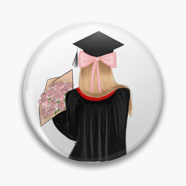 Item preview, Blonde Hair Graduate Coquette Student with Pink Roses designed and sold by SMillustrations.