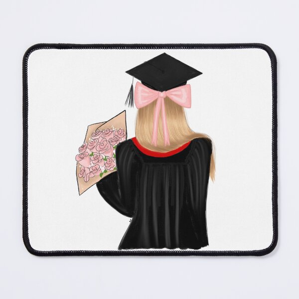 Item preview, Blonde Hair Graduate Coquette Student with Pink Roses designed and sold by SMillustrations.