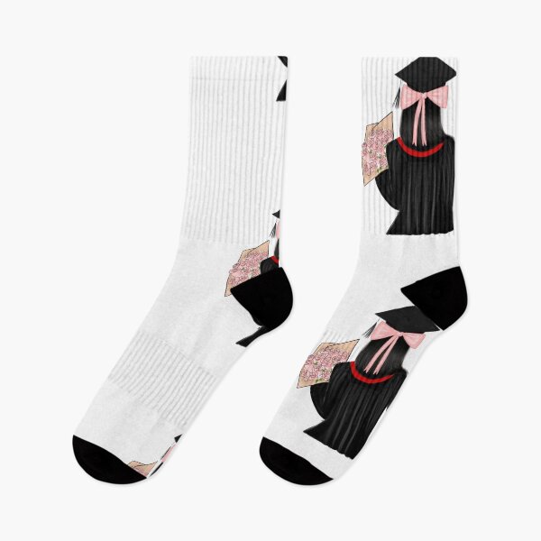 Item preview, Black Hair Graduate Coquette Student with Pink Roses designed and sold by SMillustrations.