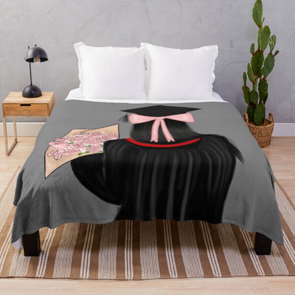 Item preview, Black Hair Graduate Coquette Student with Pink Roses designed and sold by SMillustrations.