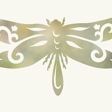 Artwork thumbnail, Dragonfly Artistic Silhouette Design with Green Blur by Bekah Grace