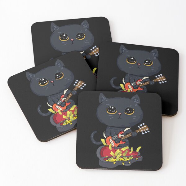 Item preview, Black cat play guitar designed and sold by CATTAROCK.