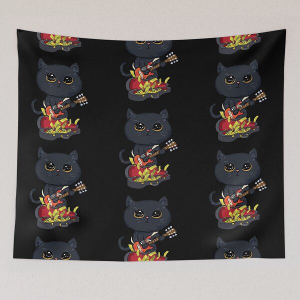 Item preview, Black cat play guitar designed and sold by CATTAROCK.