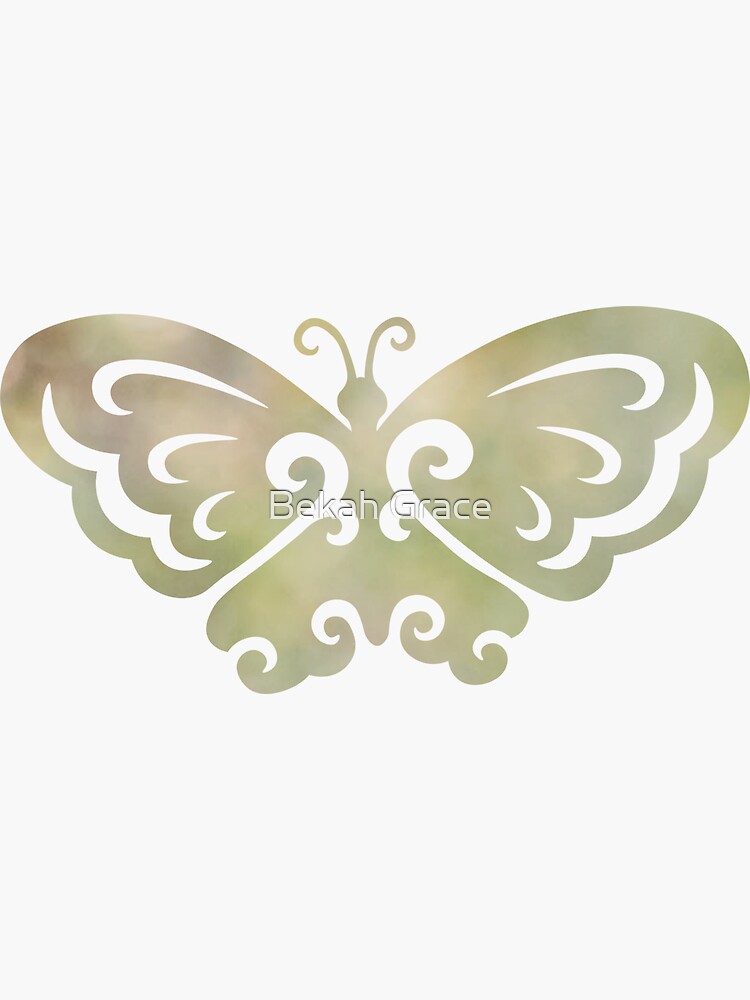 Thumbnail 3 of 3, Sticker, Butterfly Artistic Silhouette Design with Green Blur designed and sold by Bekah-Grace.