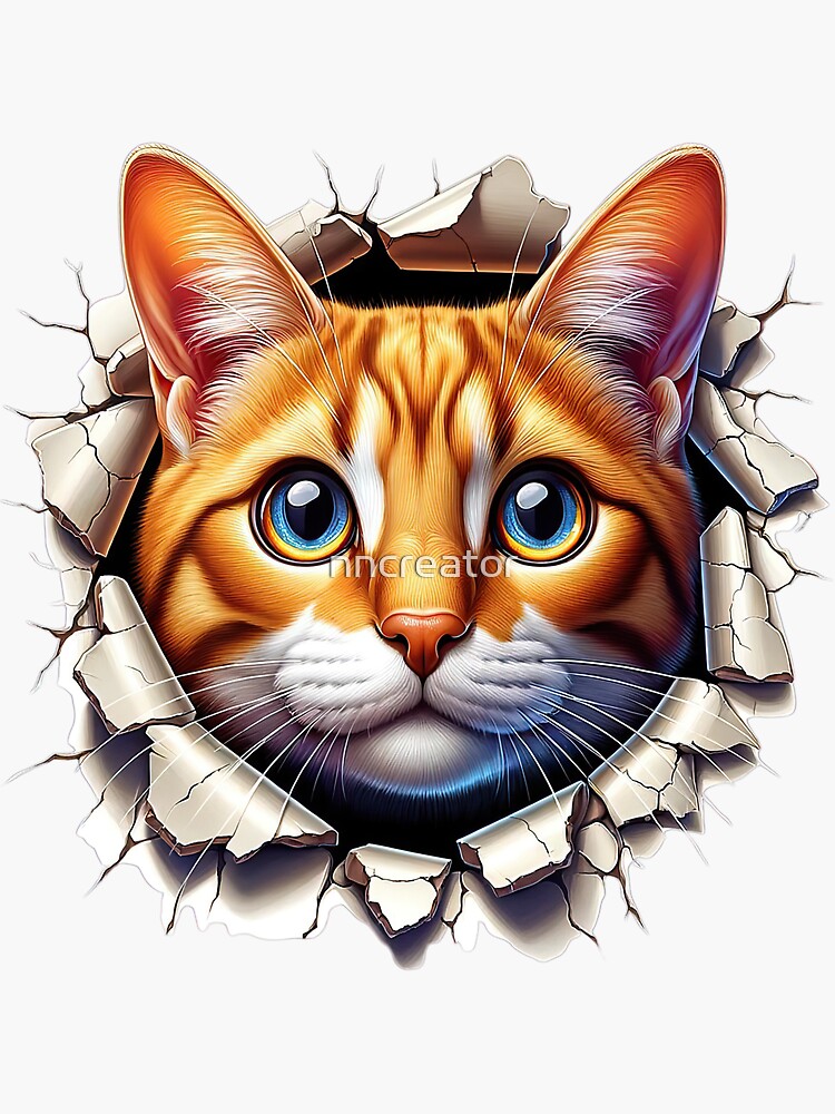 Thumbnail 3 of 3, Sticker, Curious Whiskers - Feline Intrigue Unleashed designed and sold by nncreator.
