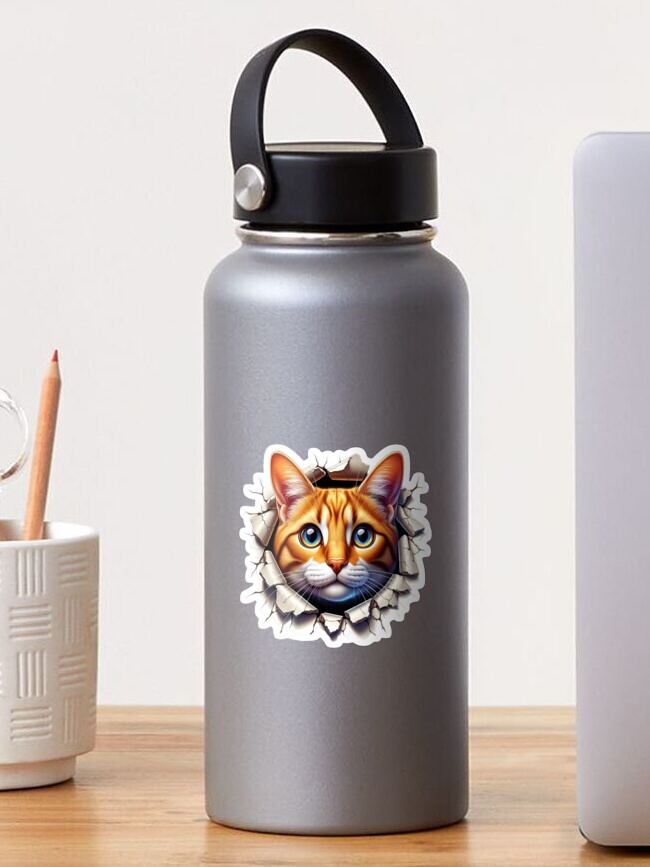 Thumbnail 1 of 3, Sticker, Curious Whiskers - Feline Intrigue Unleashed designed and sold by nncreator.