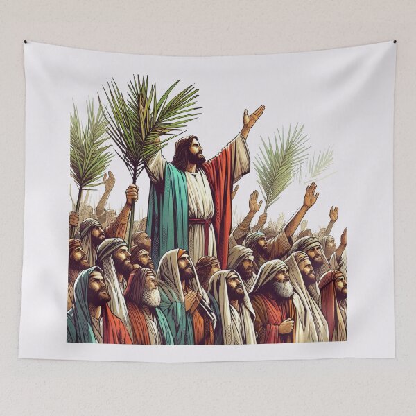 Item preview,  "Rejoicing in Jesus' Arrival with Palm Branches"   designed and sold by PaintMeWorld.