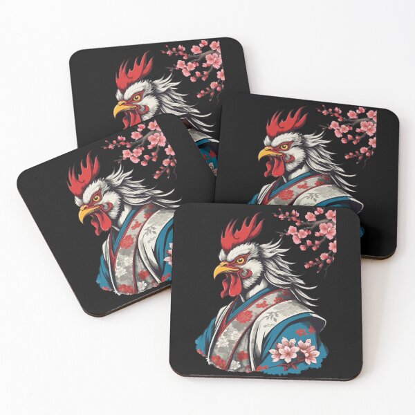 Item preview, Samurai rooster in Ukiyo-e style retro design designed and sold by LuminOrb.