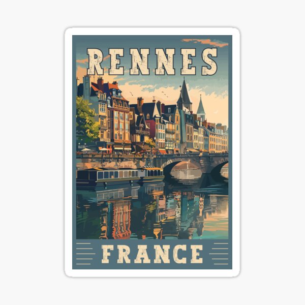 Aperçu de l'œuvre Rennes en France Charmante ville française Art de voyage créée et vendue par turtlestart.