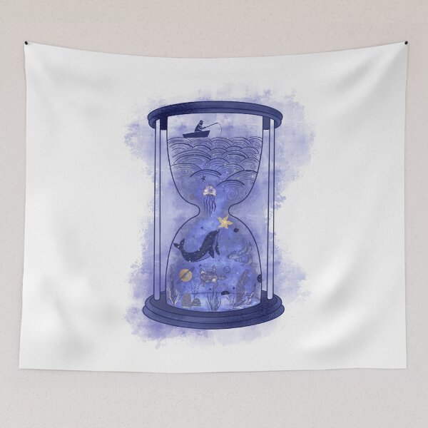 Item preview, Space fishing: celestial Hourglass Illustration with cosmic ocean designed and sold by Wolshebnaja.