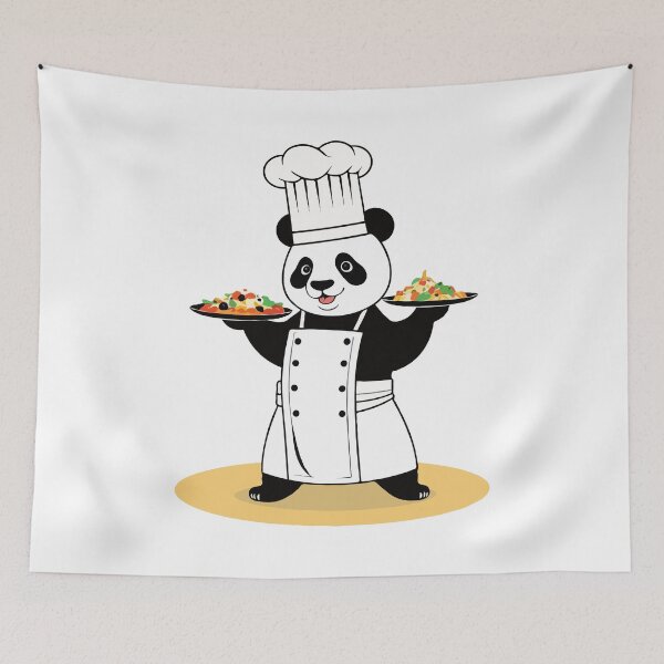 Item preview, Panda chef presenting food designed and sold by twisted-dot.