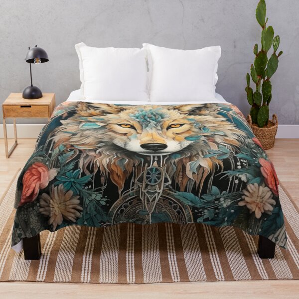 Item preview, mystical wolf, watercolor, floral designed and sold by MaraDigitalart.