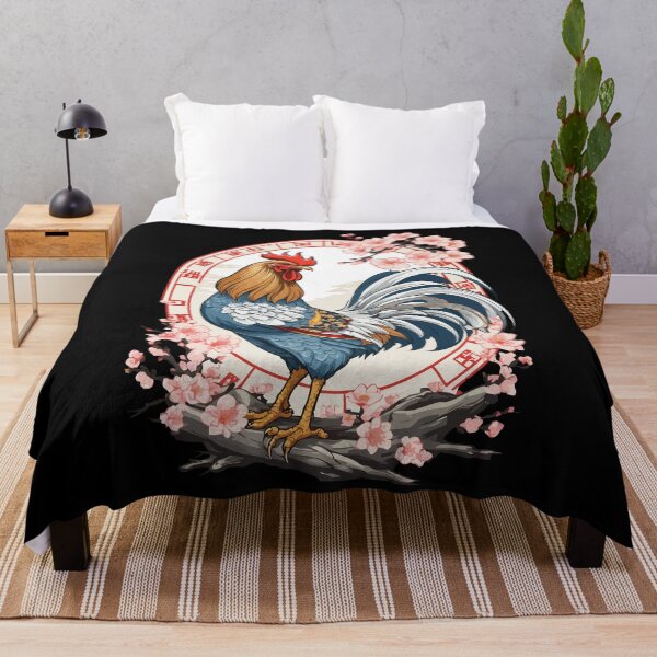 Item preview, Asian Rooster With Cherry Blossom Aesthetic designed and sold by LuminOrb.
