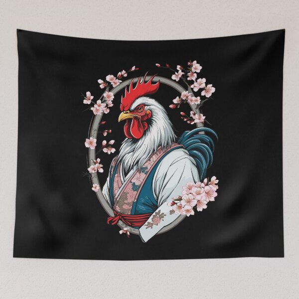 Item preview, Samurai image rooster vintage martial arts aesthetic designed and sold by LuminOrb.