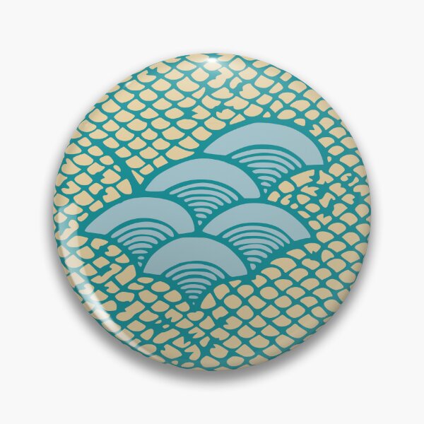 Item preview, Fish scales and waves - Japanese vintage kimono pattern designed and sold by Japan Design Prints.