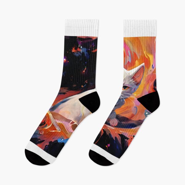 Item preview, white cat and colorful splash designed and sold by KiraChie.