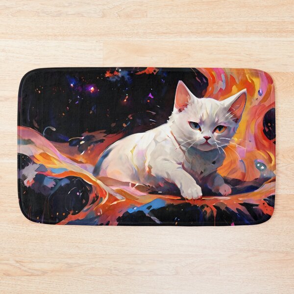 Item preview, white cat and colorful splash designed and sold by KiraChie.