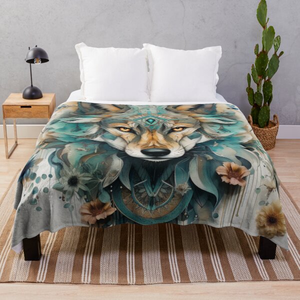 Item preview, mystical wolf, watercolor, floral designed and sold by MaraDigitalart.