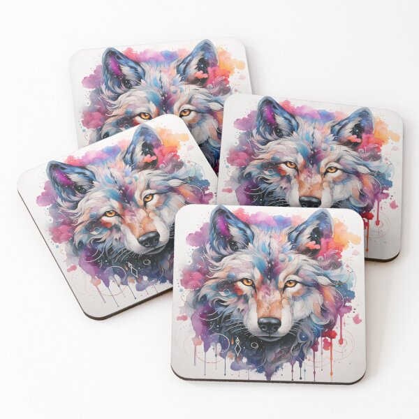 Item preview, mystical wolf, watercolor, mandala designed and sold by MaraDigitalart.