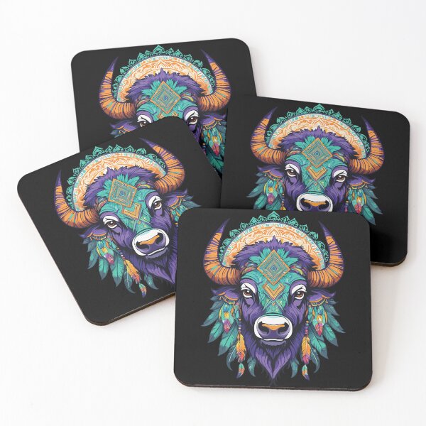 Item preview, Bison bull dream catcher mandala design designed and sold by LuminOrb.