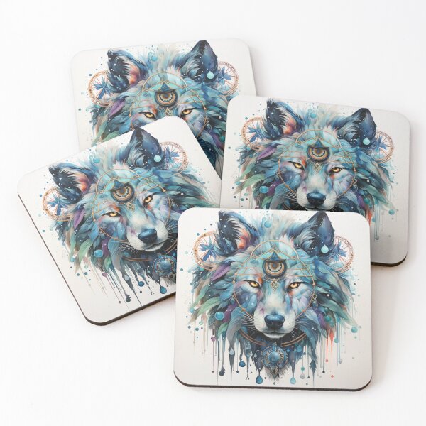 Item preview, mystical wolf, watercolor, mandala designed and sold by MaraDigitalart.